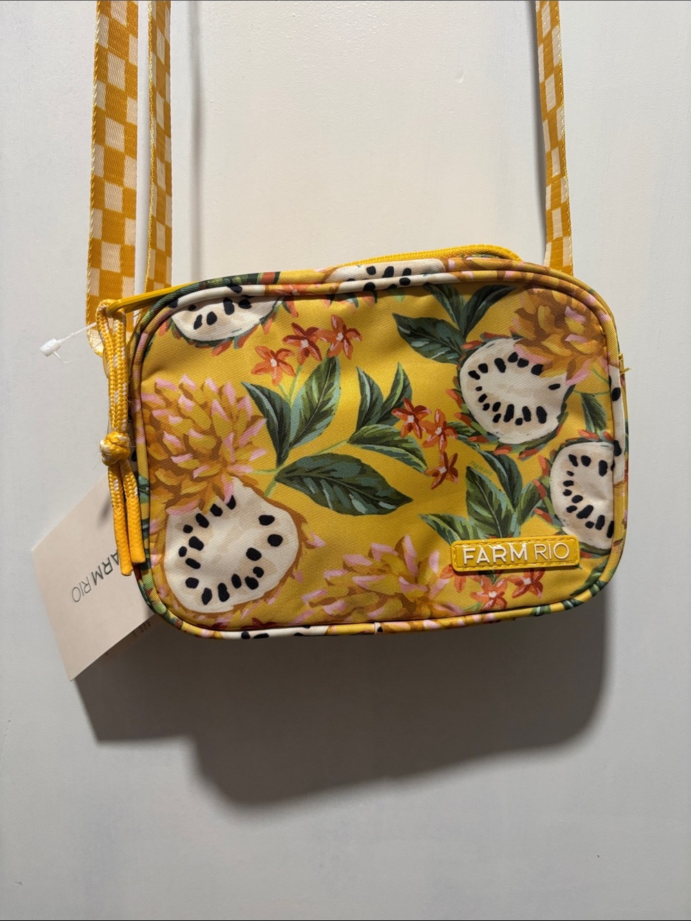 New NWT FARM RIO tropical fruit and leaves crossbody bag rare